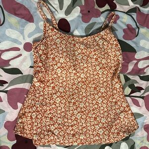 Kona Sol Orange Floral Tankini Top
